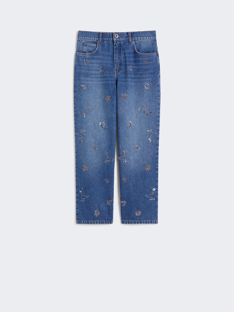 Embroidered denim jeans