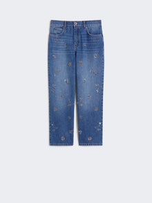 Embroidered denim jeans
