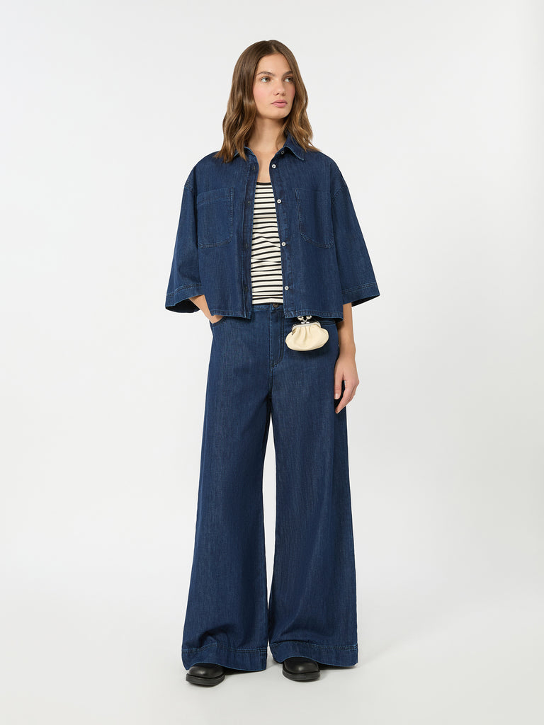 max mara cotton denim wide-leg jeans
