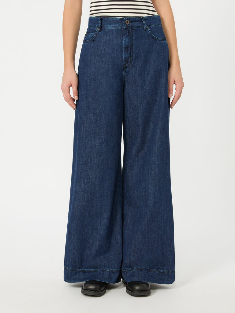 max mara cotton denim wide-leg jeans