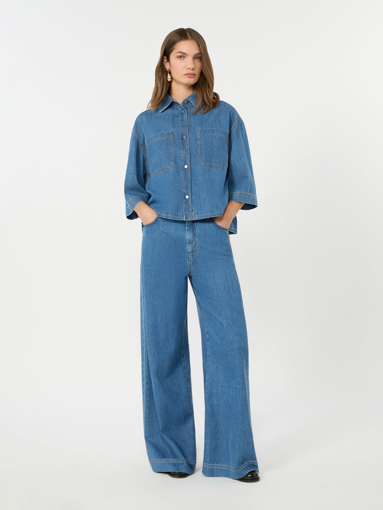 max mara cotton denim wide-leg jeans