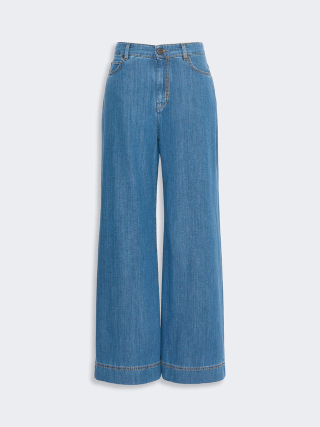 max mara cotton denim wide-leg jeans for women
