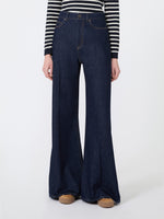 Cotton Denim Palazzo Jeans for Women - Navy - Max Mara UAE