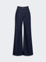 Cotton Denim Palazzo Jeans for Women - Navy - Max Mara UAE