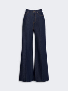 Cotton Denim Palazzo Jeans for Women - Navy - Max Mara UAE