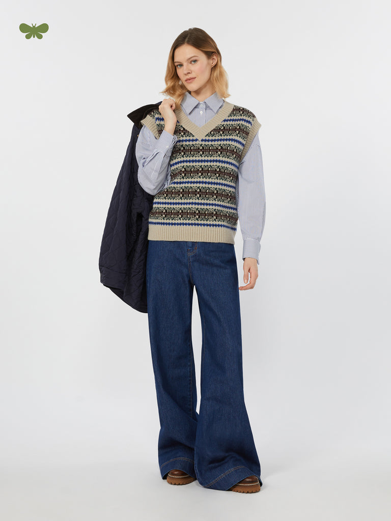 max mara cotton denim wide-leg jeans