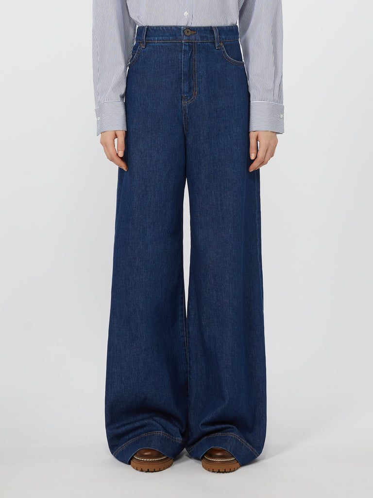 max mara cotton denim wide-leg jeans