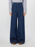 Cotton denim wide-leg jeans
