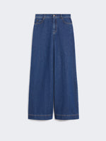 Cotton Denim Wide-Leg Jeans for Women - Navy - Max Mara UAE