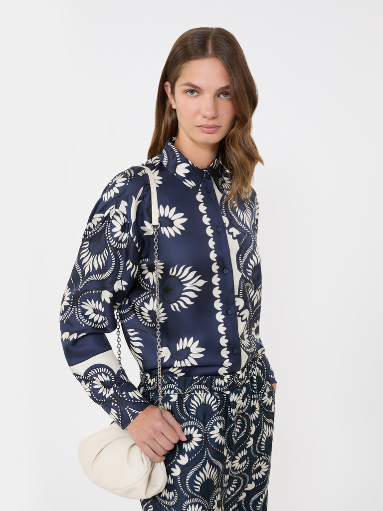 Printed silk patchwork shirt