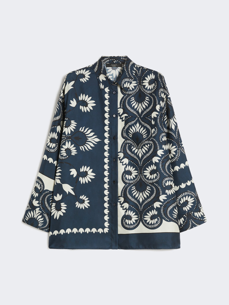 Printed silk patchwork shirt