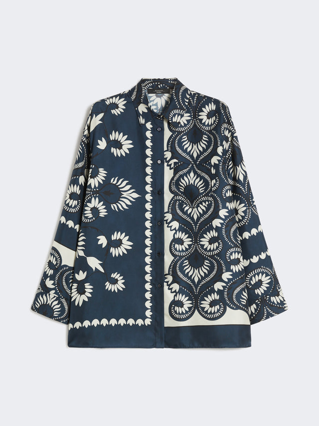 Printed silk patchwork shirt