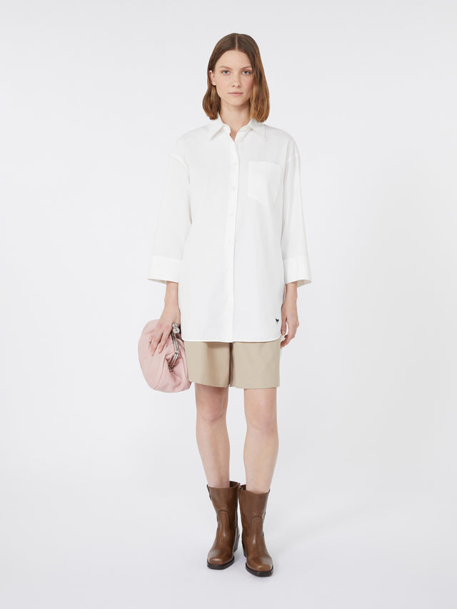 Oversized Cotton Oxford Shirt for Women - White - Max Mara UAE