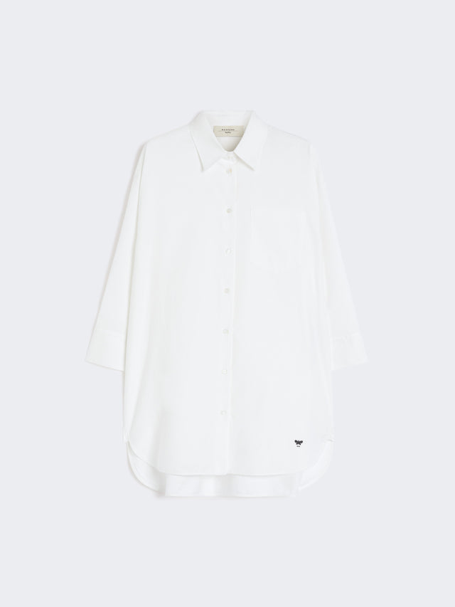 Oversized Cotton Oxford Shirt for Women - White - Max Mara UAE