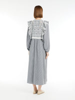 Gingham Cotton Dress With Broderie Anglaise Embroidery for Women - Navy - Max Mara UAE