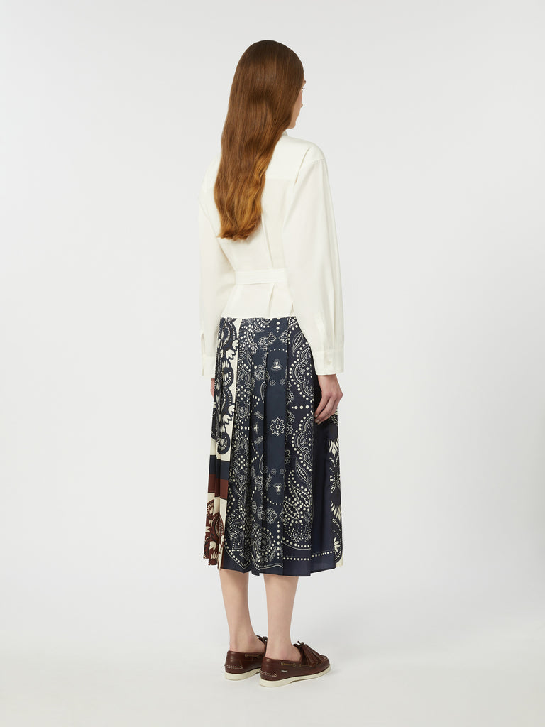 Printed cotton and twill shirt dress