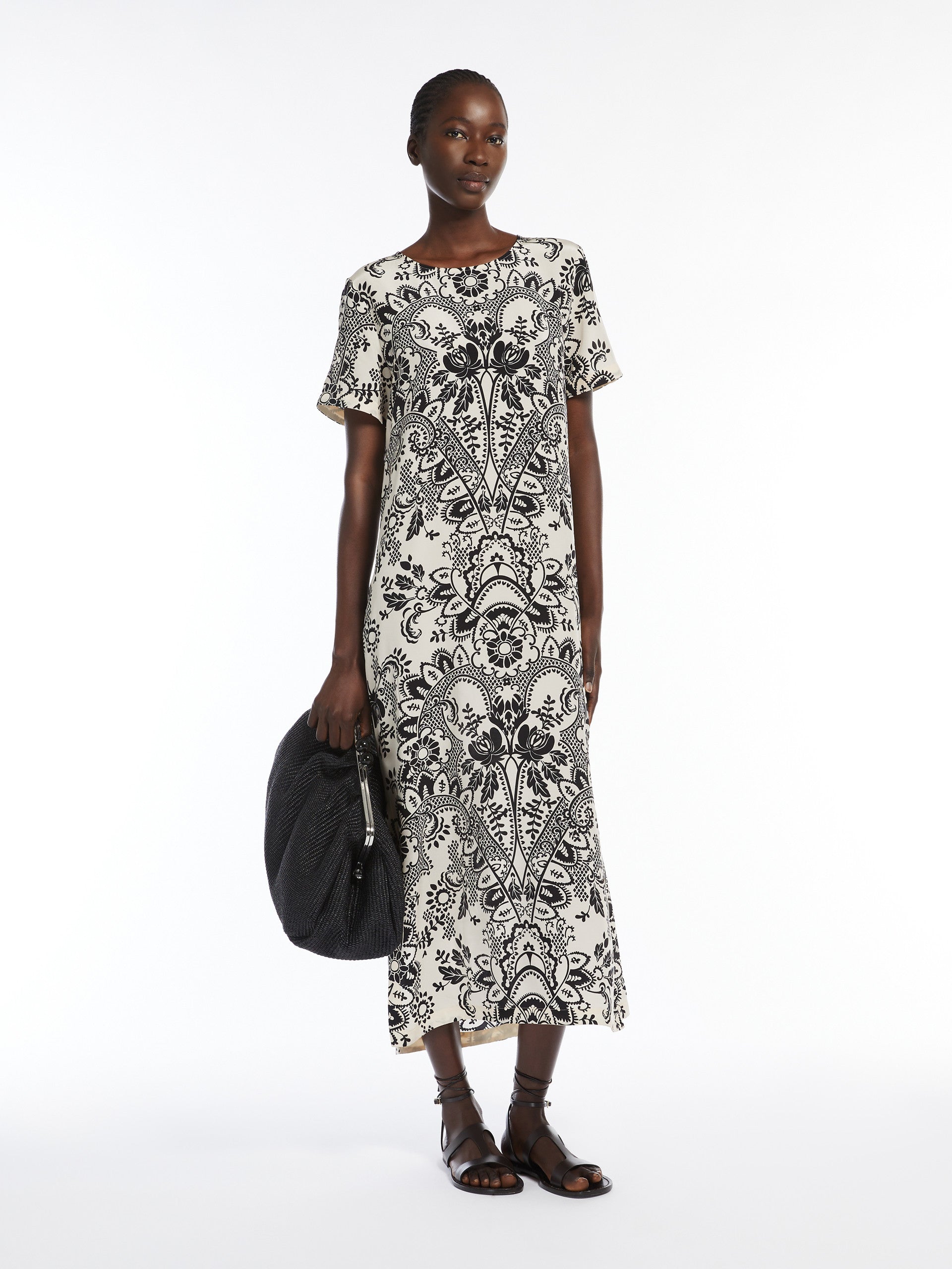 Silk Crêpe De Chine Dress for Women - Ivory - Max Mara UAE