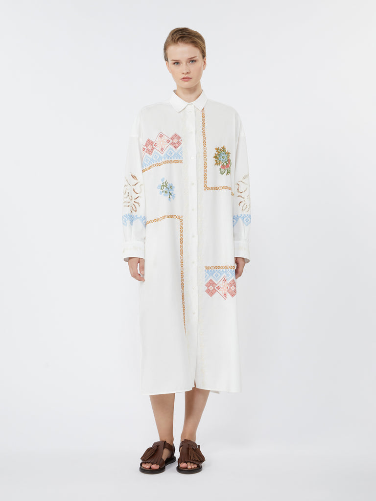 max mara poplin shirt dress with embroideries