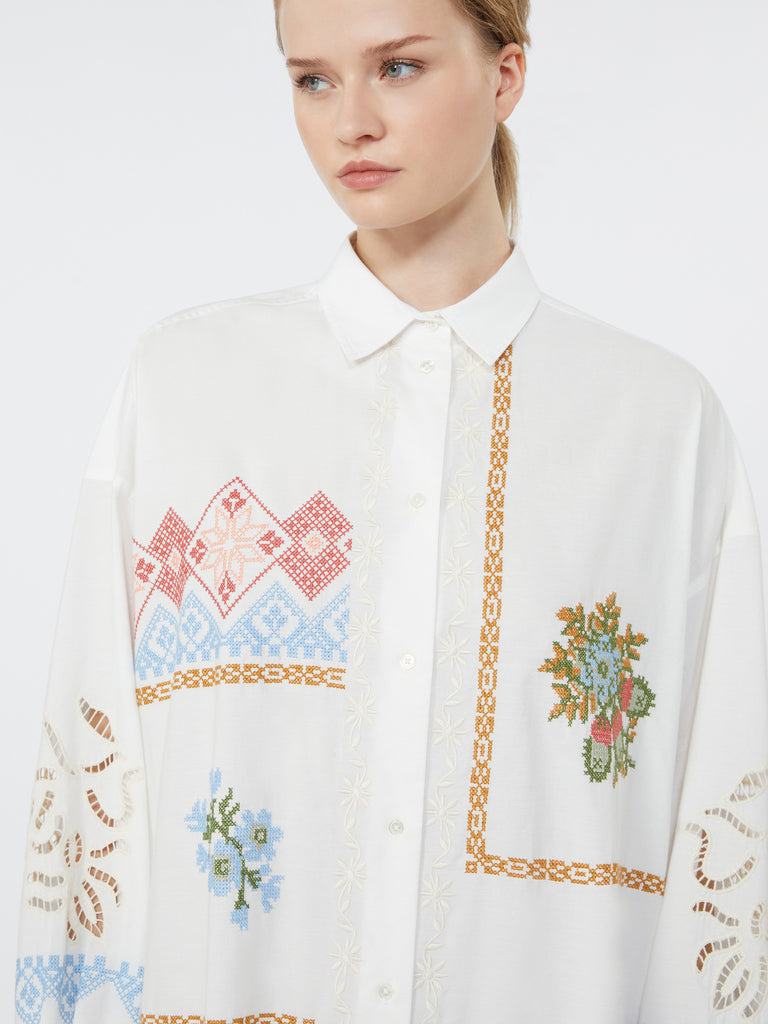 max mara poplin shirt dress with embroideries