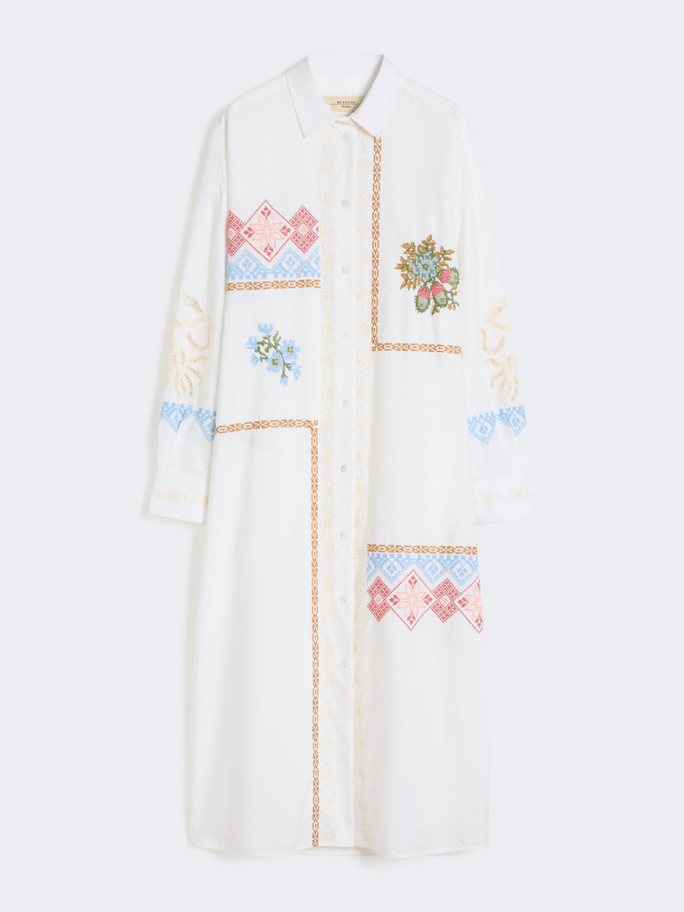 max mara poplin shirt dress with embroideries