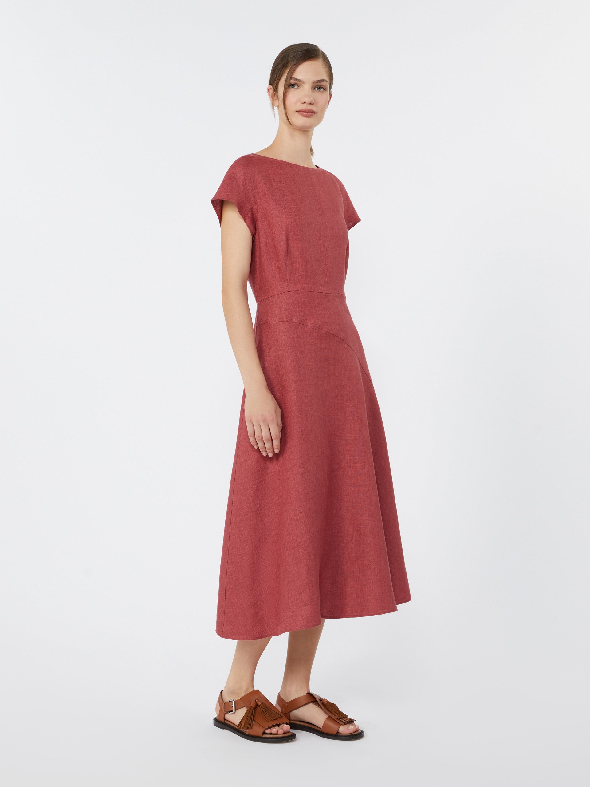 max mara linen canvas midi dress for women