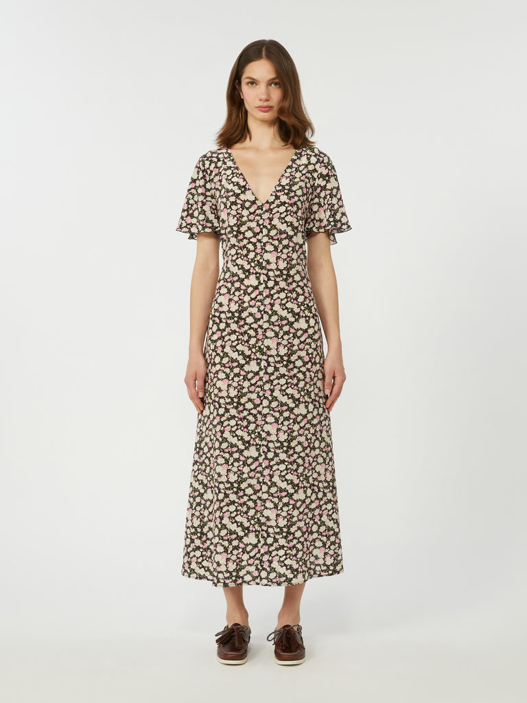 max mara printed crepe de chine dress