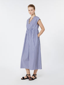 Cotton-Poplin A-Line Dress for Women - Navy - Max Mara UAE