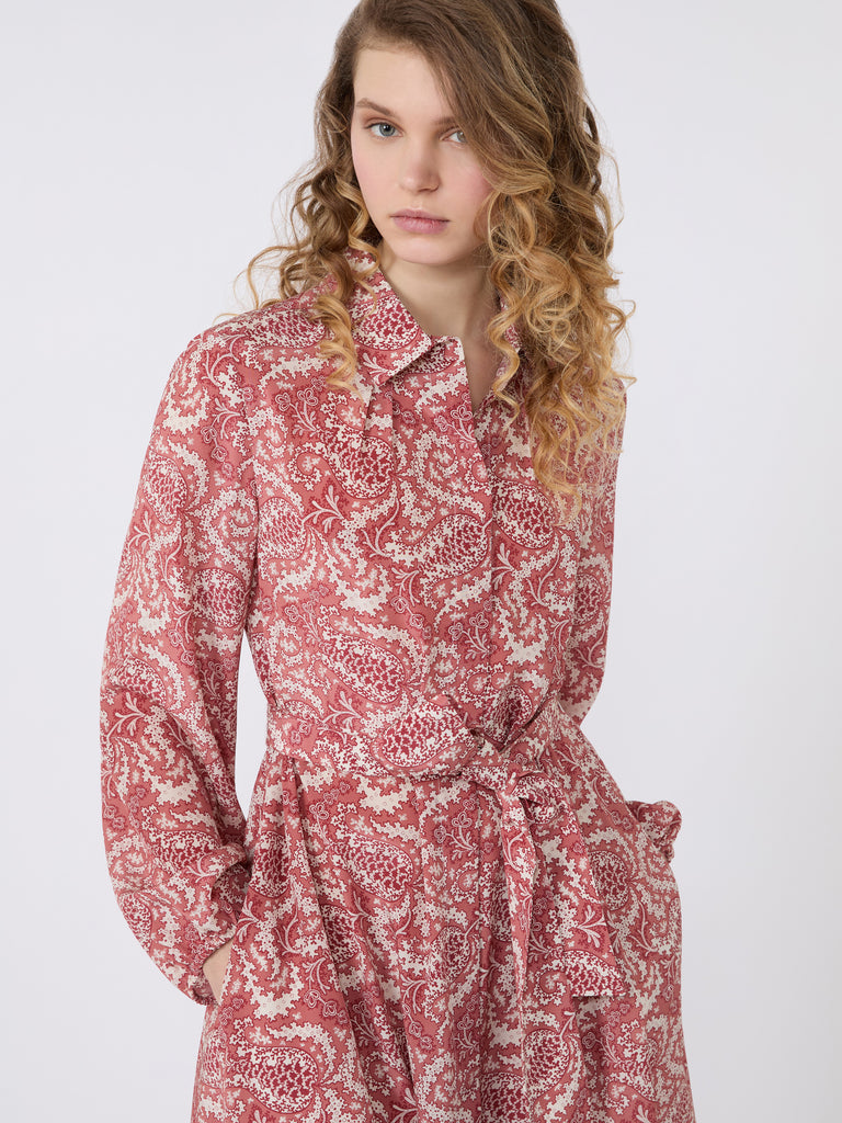 max mara printed silk shirt dress