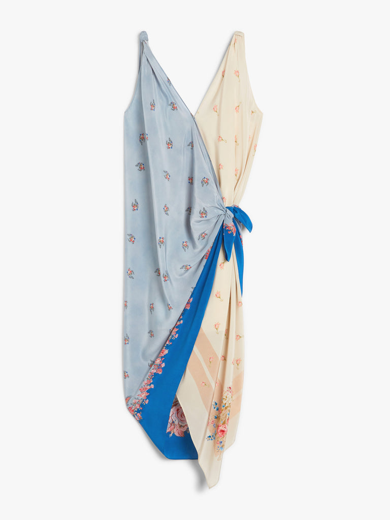 Asymmetric crêpe de Chine dress