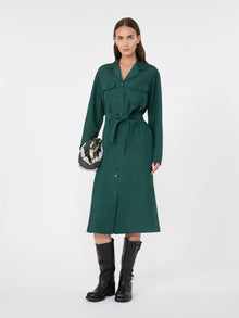 Silk Shirt Dress for Women - Dark Green - Max Mara UAE