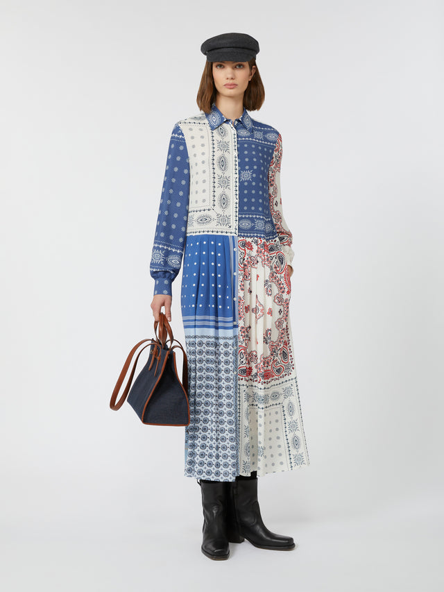 Printed viscose shirt dress