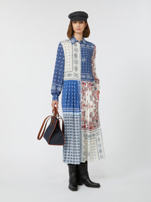 Printed viscose shirt dress