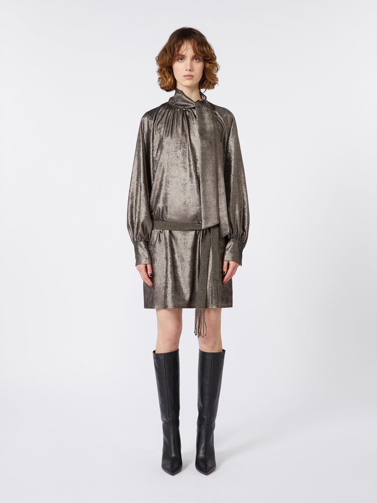 max mara metallic chiffon dress