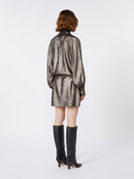 Metallic Chiffon Dress for Women - Platinum - Max Mara UAE