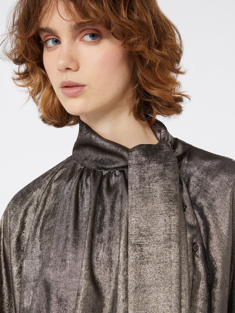 max mara metallic chiffon dress