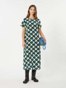 Printed Silk T-Shirt Dress for Women - Dark Green - Max Mara UAE