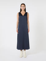 Flowing Satin Dress for Women - Navy - Max Mara UAE