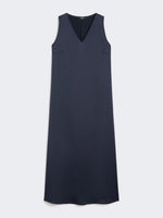 Flowing Satin Dress for Women - Navy - Max Mara UAE