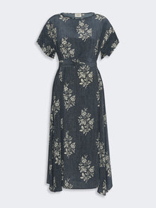 Printed Silk Crepe De Chine Dress for Women - Navy - Max Mara UAE