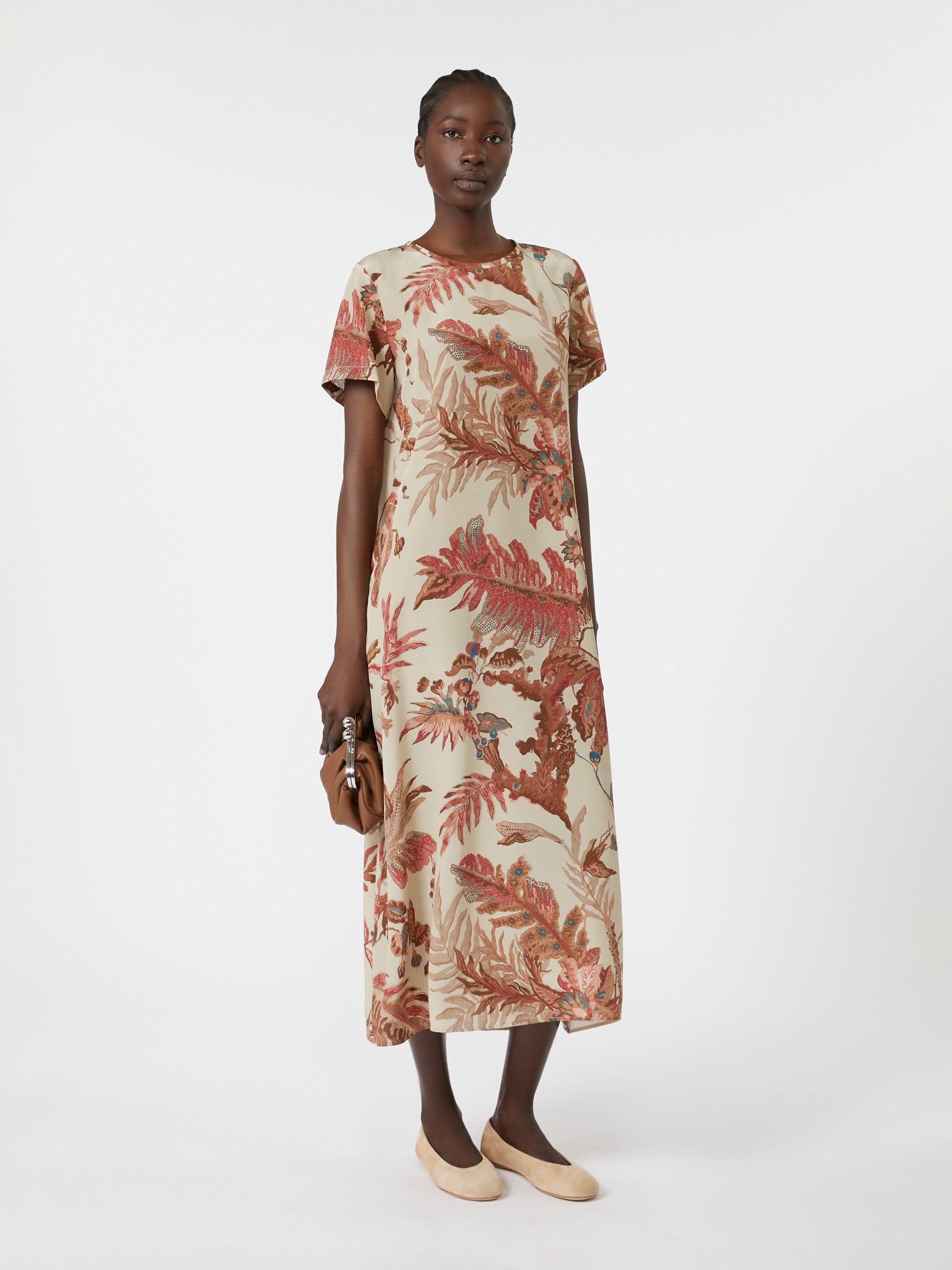 Printed silk T-shirt dress