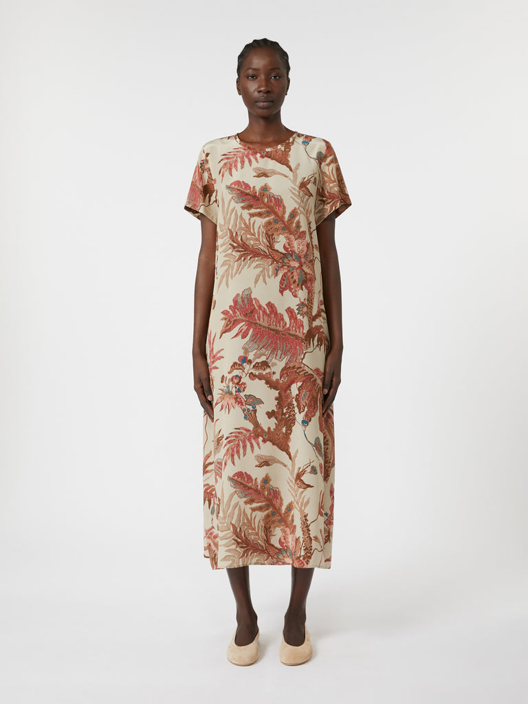 Printed silk T-shirt dress