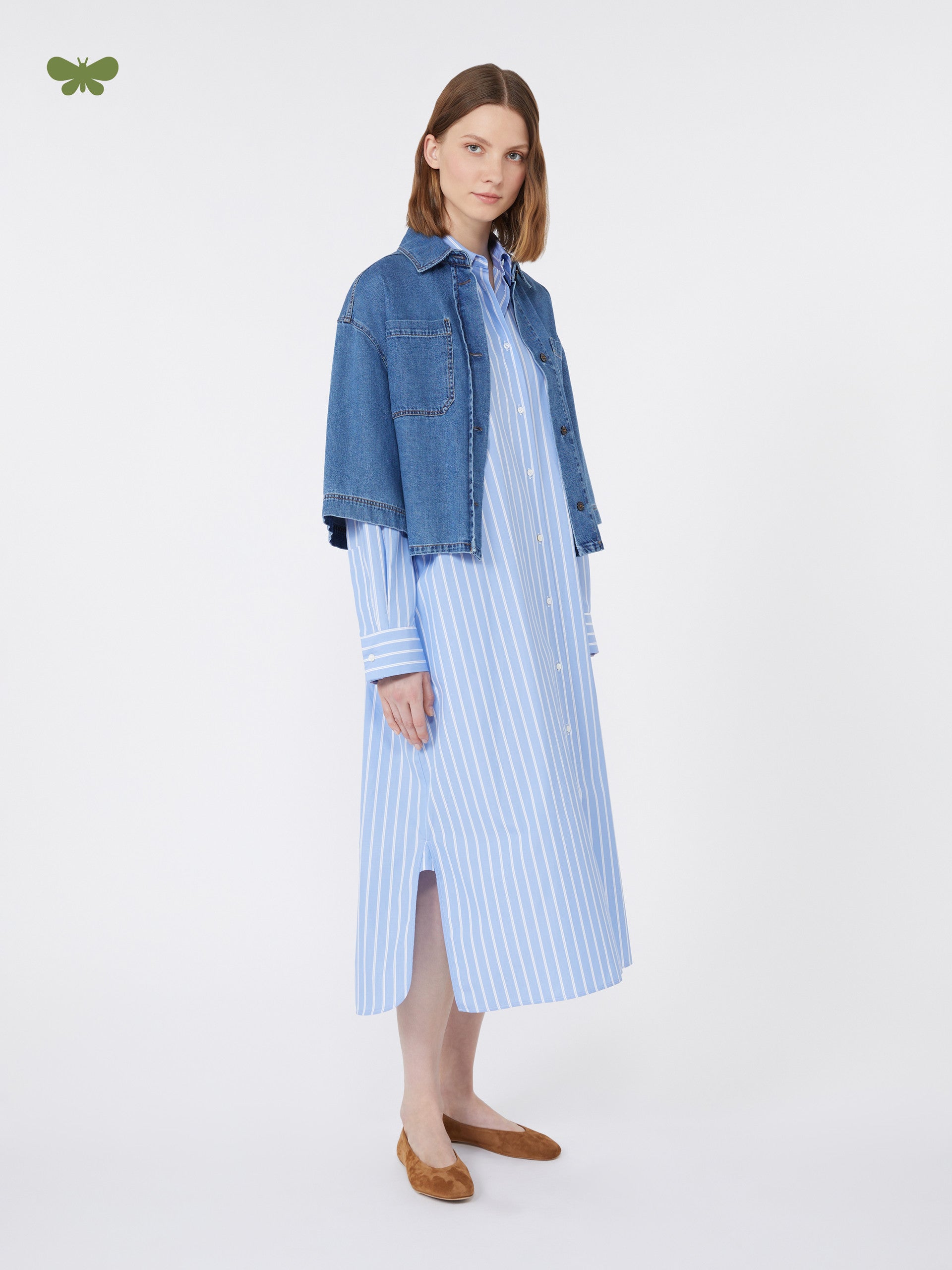 Long Poplin Shirt Dress for Women - Light Blue - Max Mara UAE