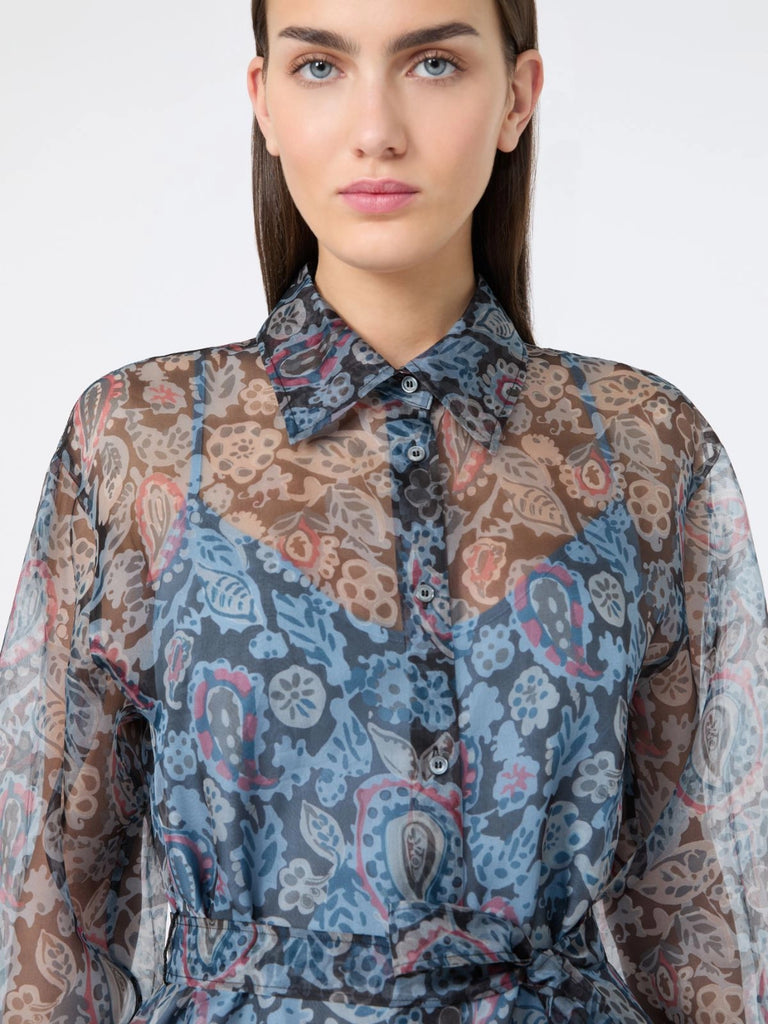 max mara printed silk shirt dress