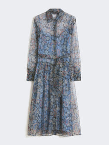 Printed Silk Shirt Dress for Women - Light Blue - Max Mara UAE
