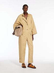 Cotton and linen basketweave jumpsuit