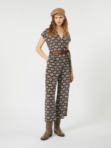 Printed Silk Jumpsuit for Women - Brown - Max Mara UAE