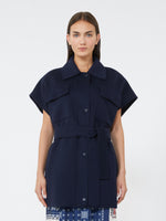Wool-Blend Fabric Jacket for Women - Navy - Max Mara UAE