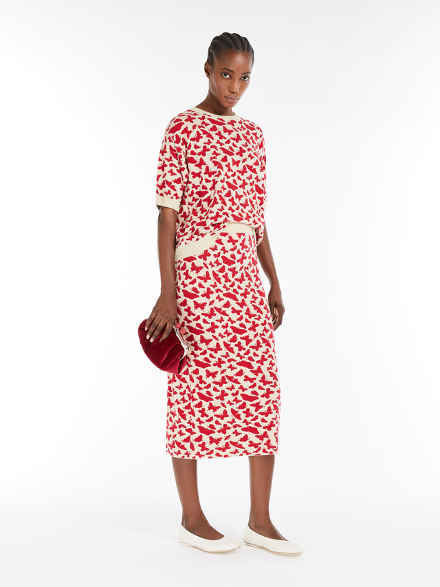Jacquard Knit Skirt for Women - Powder - Max Mara UAE