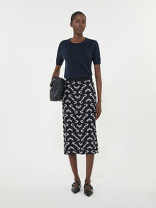 Jacquard Yarn Skirt for Women - Navy - Max Mara UAE