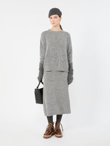 Flared Skirt In Wool Blend Tweed for Women - Medium Grey - Max Mara UAE
